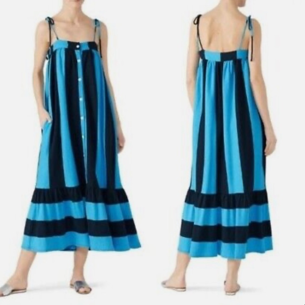 NWT MDS Stripes Blue Striped Midi Dress Size 2